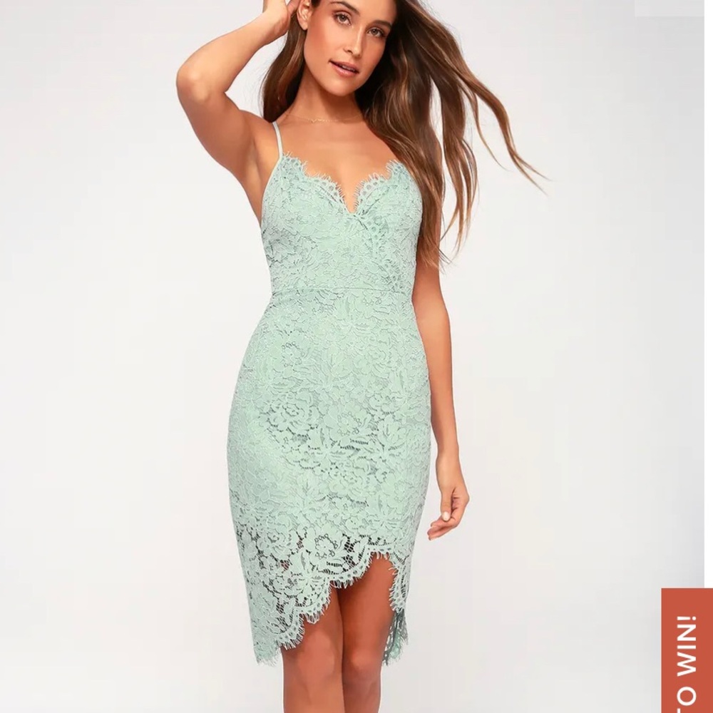 still in bag - Lulu’s Mint Blue Lace Bodycon Dress